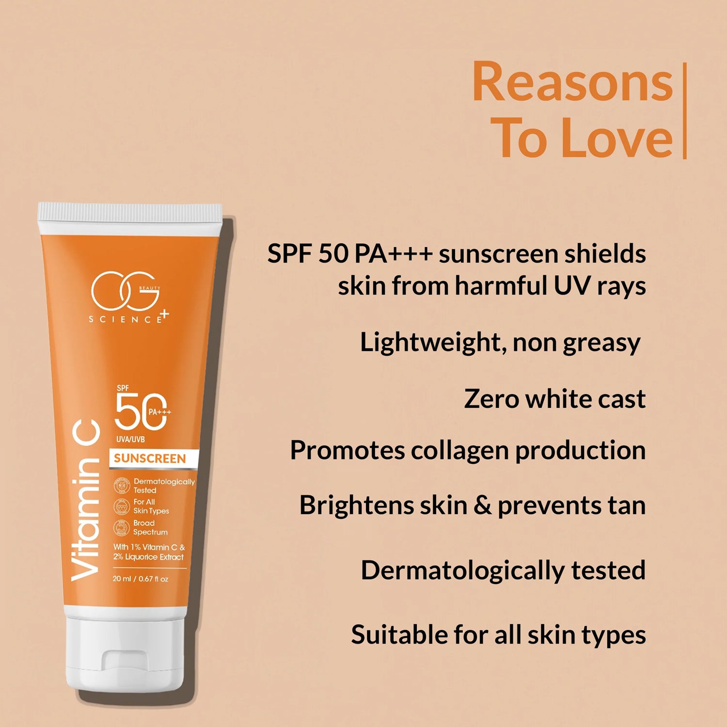 Og beautyVitamin C Sunscreen SPF 50 PA+++ (1 Pc / 20Ml) Og beautyVitamin C Sunscreen SPF 50 PA+++ (1 Pc / 20Ml)